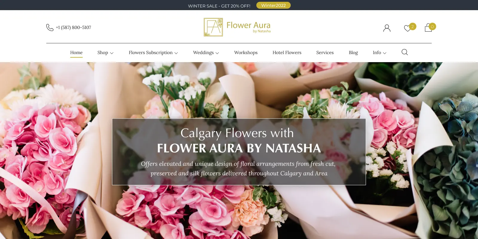 Flower Aura by Natasha website homepage — web design case study