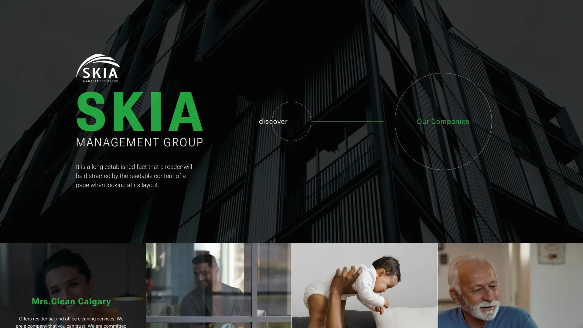 SKIA Management Group website homepage — web design case study